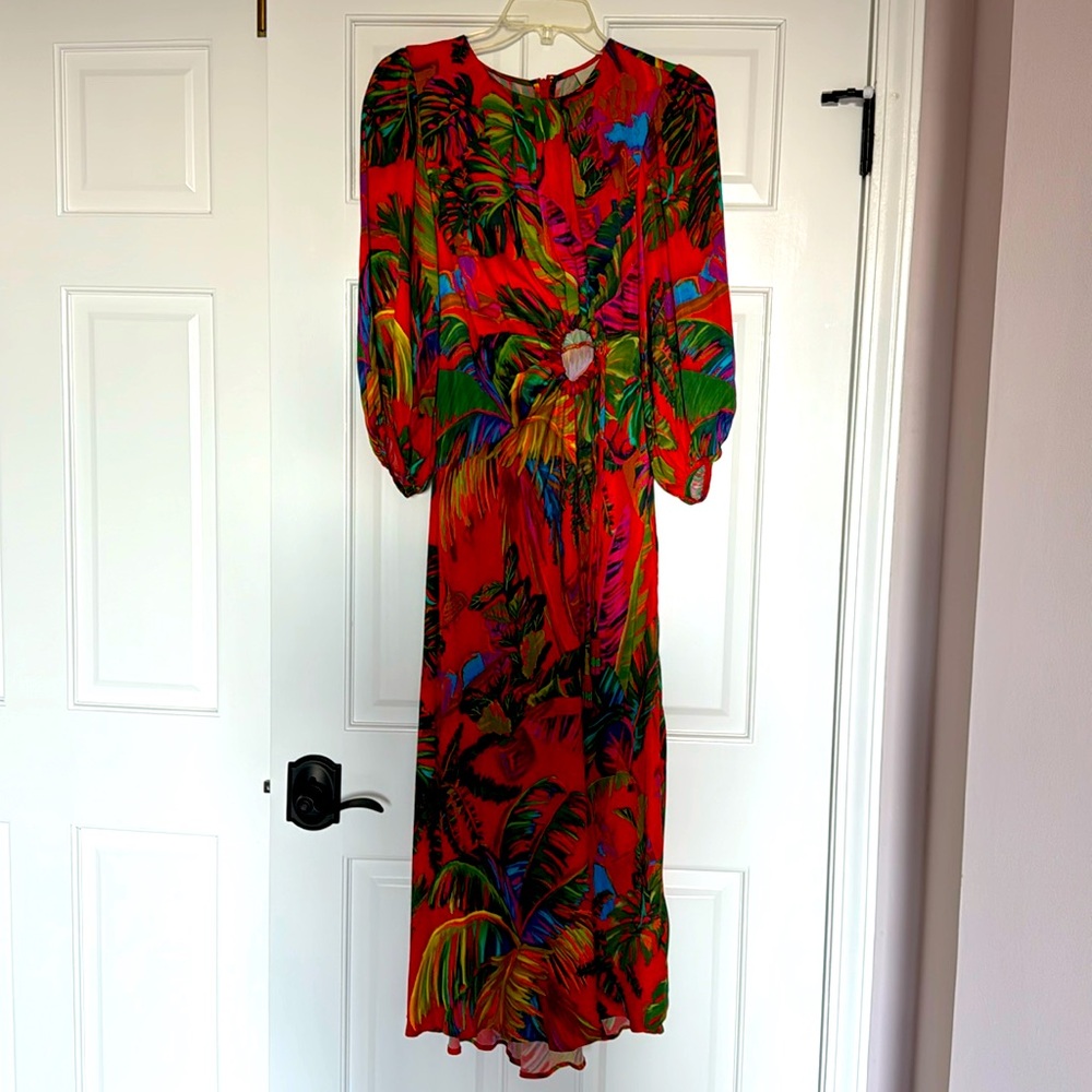 Farm Rio long silk dress XS - Picture 2 of 5